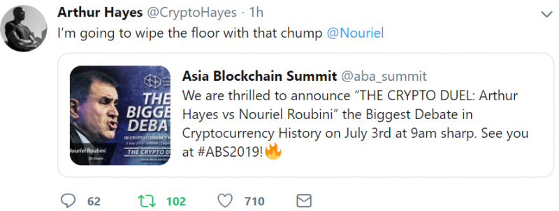 Артур Хейс и Нуриэль Рубини столкнутся лицом к лицу на Asia Blockchain Summit в начале июля