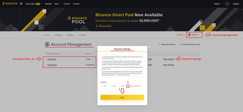 Binance Pool - настройка оборудования для майнинга биткоина