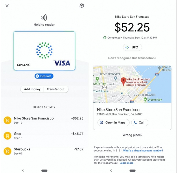 Дебетовая карта Google Pay Card на платёжной системе Visa
